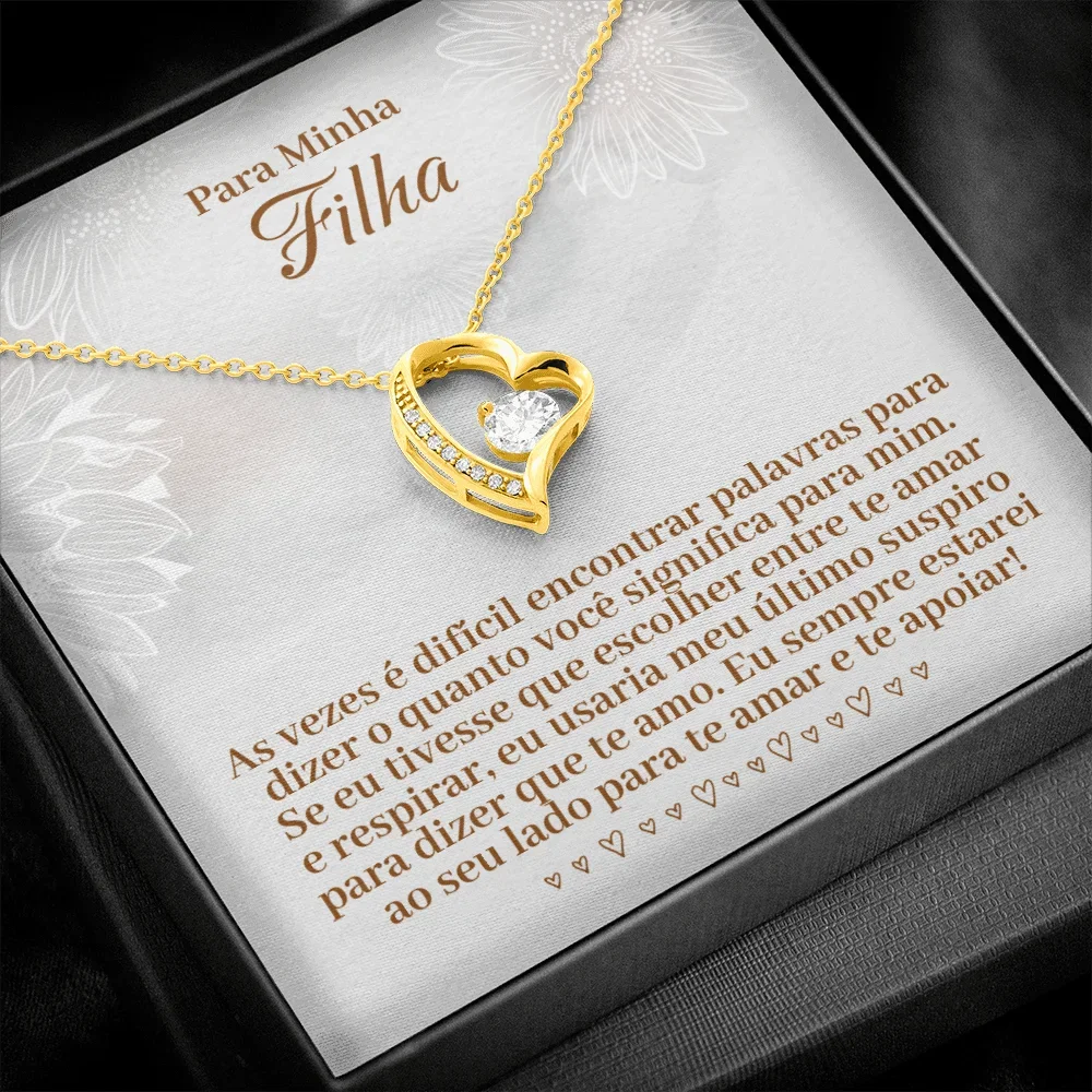 Portuguese To My Daughter Girl Gift Necklace Women Necklaces Love Heart Girl Gift Gold Plated Drop Pendant Necklaces