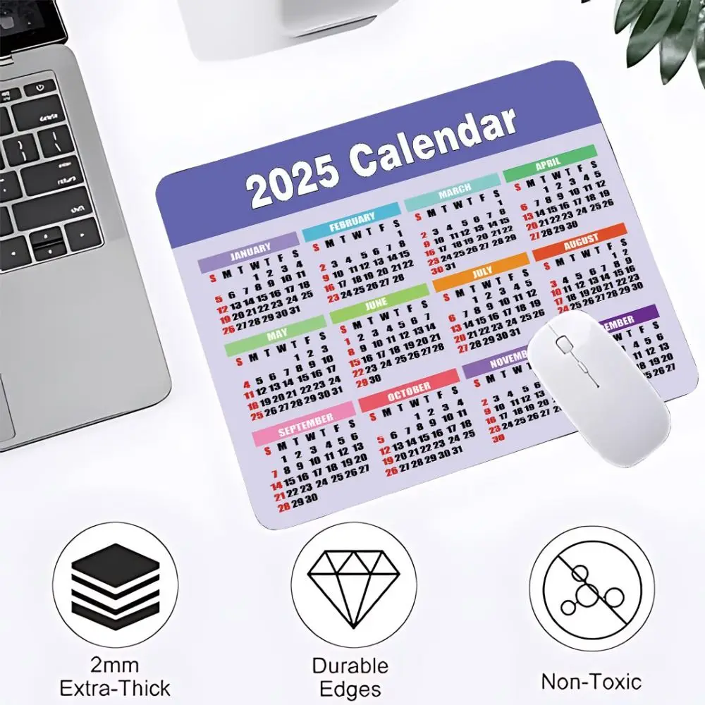 مربع 2025 التقويم ماوس الوسادة المضادة للانزلاق اضافية سميكة ماوس حصيرة مخيط حافة المطاط مكتب صغير ماوس اللوازم المكتبية