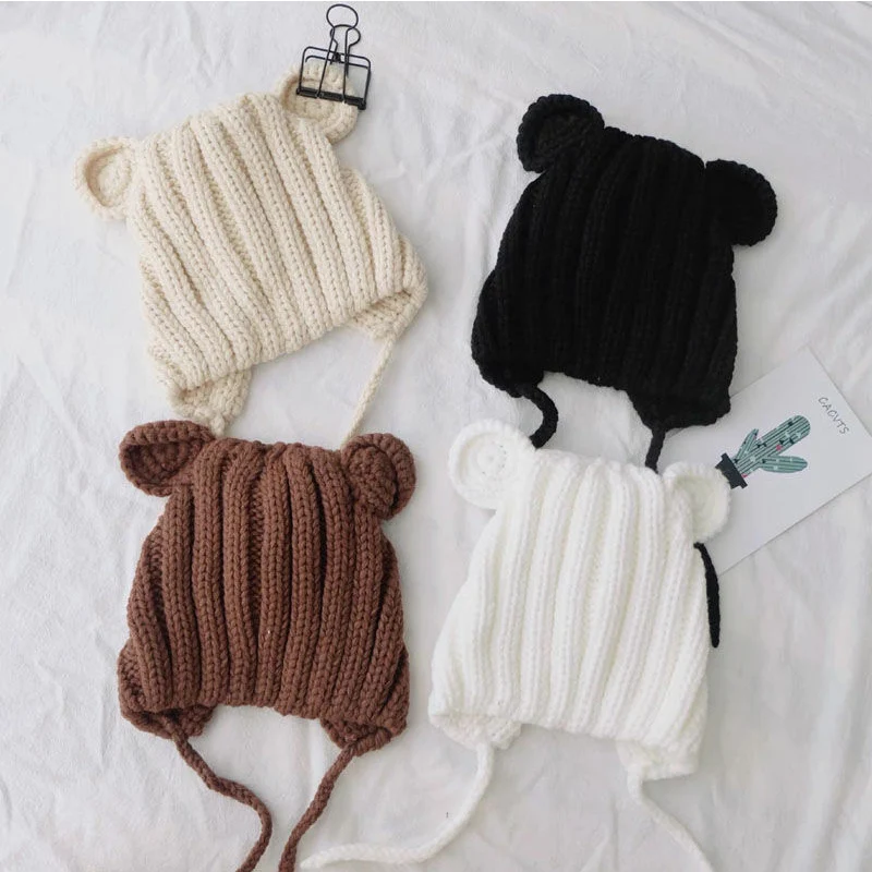 2023 New baby hat autumn and winter baby cute bear ear caps for baby men and women baby