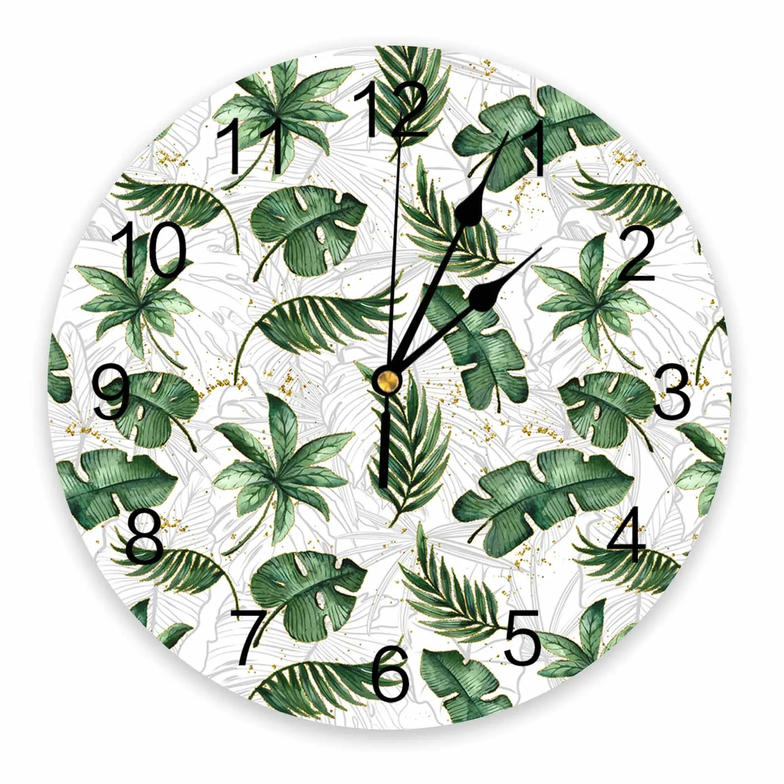 

Summer Tropical Plants Palm Leaves PVC Wall Clock Bedroom Decoration Wall Clock Modern Design Home Decore Wall Digital Clock