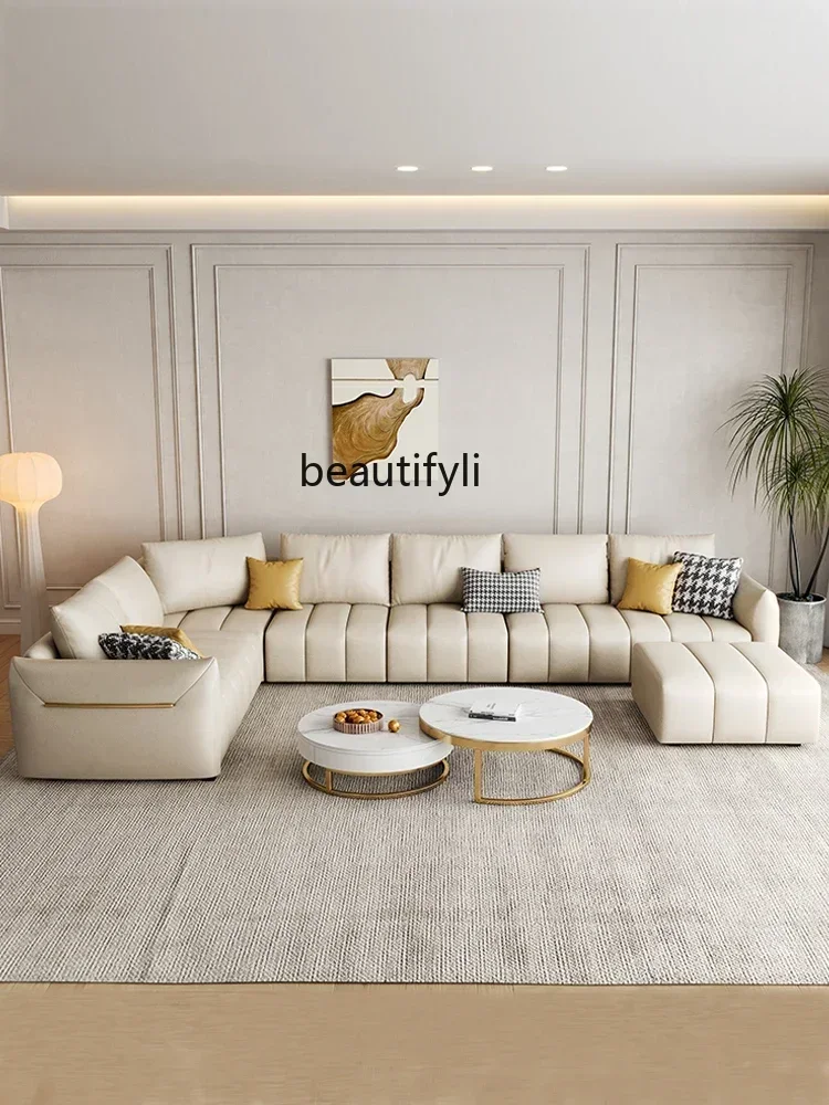 Leave-in technology fabric sofa living room modern light luxury U-shaped corner large apartment Italian piano key combination