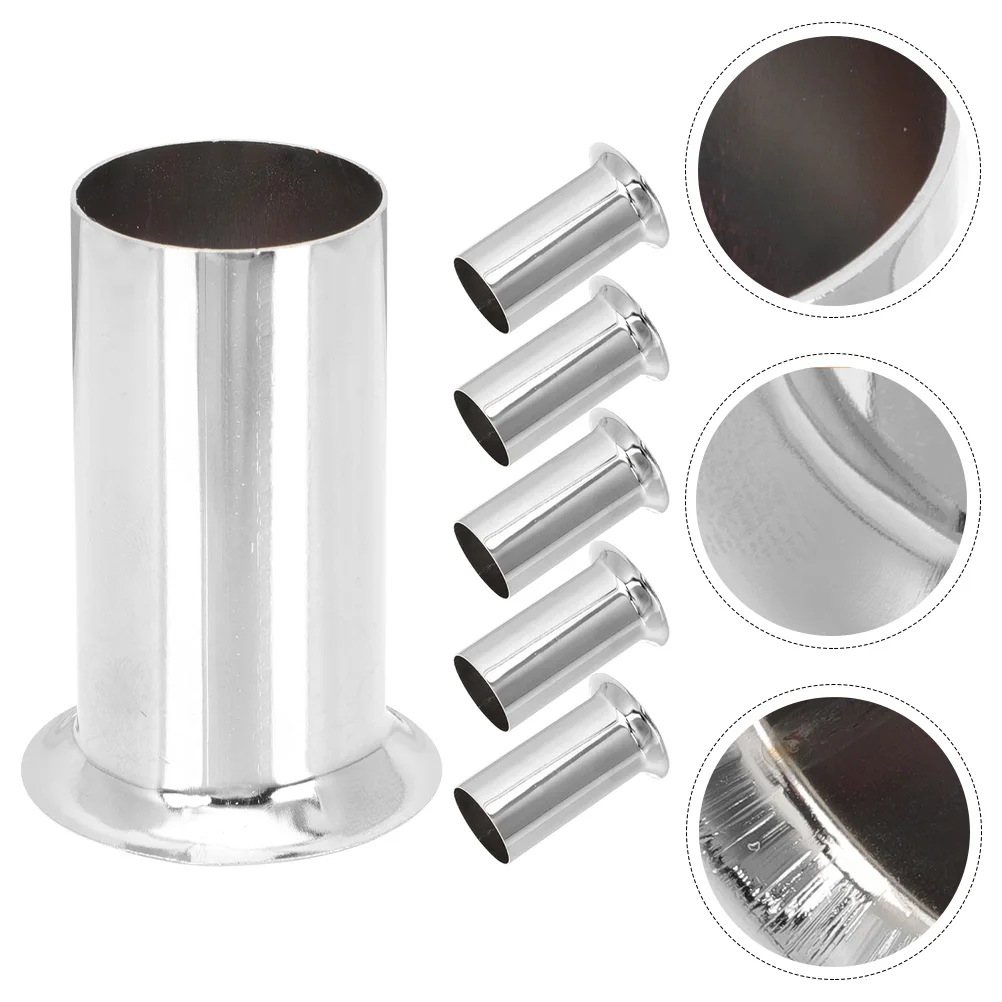6pcs Lamp Base Sleeve Flanging Sleeve E14 Socket Chandelier Holder Tube Parts Heat Resistant Lighting Accessories