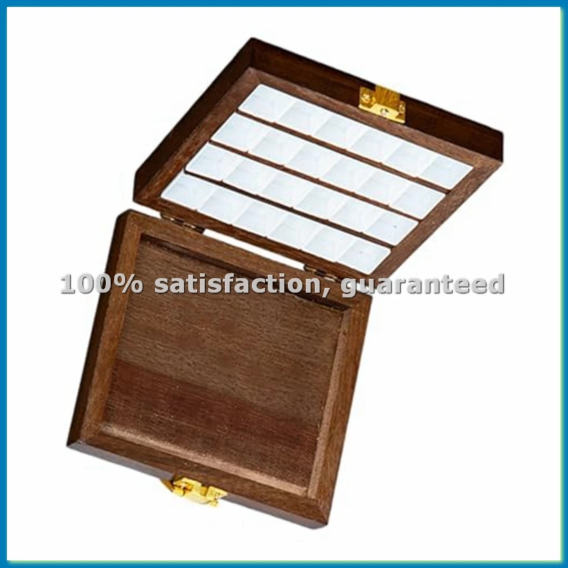 

Watercolor Paint Wood Empty Palette Box Folding Paint Tray Portable Travel Paint Case for Acrylic Oil Paints 24 Grids