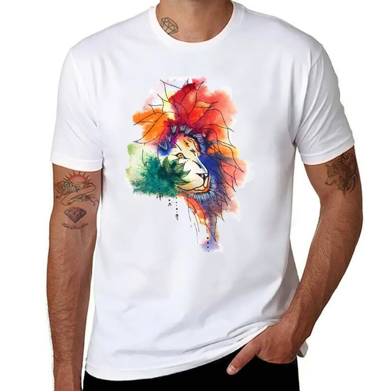 

Lion Aquarelle Julie Formation T-Shirt man t shirt designer man t shirts high quality luxury brand T-Shirt
