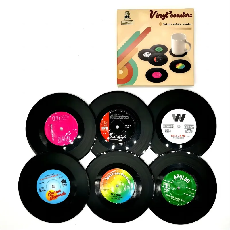 Vintage Record Coasters Vinyl Placemats Coffee Coasters Anti-slip Heat Insulation Mats