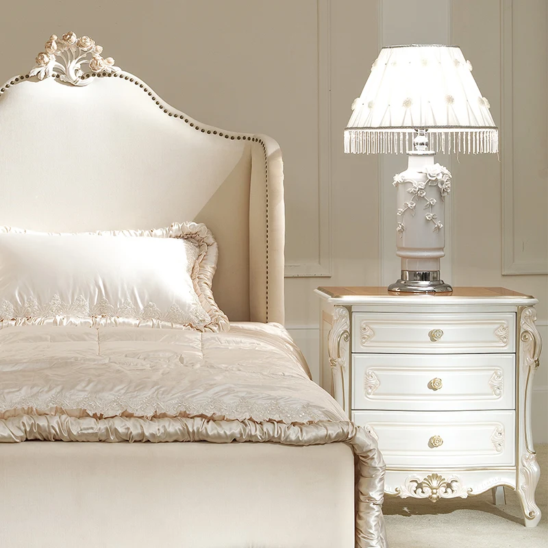 French Furniture Children's Bed Light Luxury Solid Wood 1.2M Double Bed European Light Luxury Bedroom Daughter's Bed