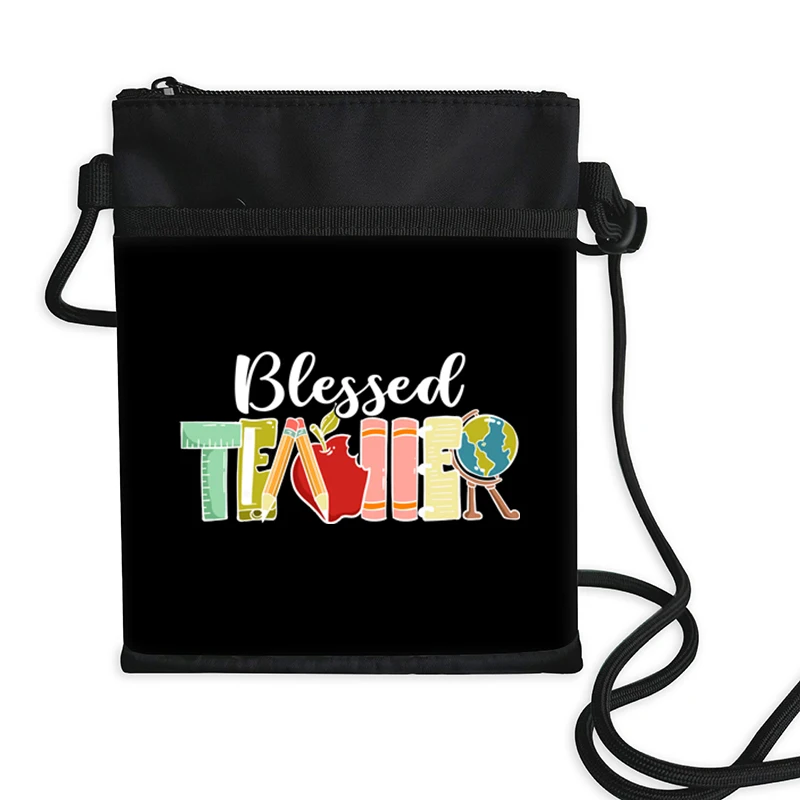 

New Women's Satchel Blessed Teacher Print Mobile Phone Bag Fashion Trend Teacher Gift Shoulder Bags Unisex Small Crossbody Bag