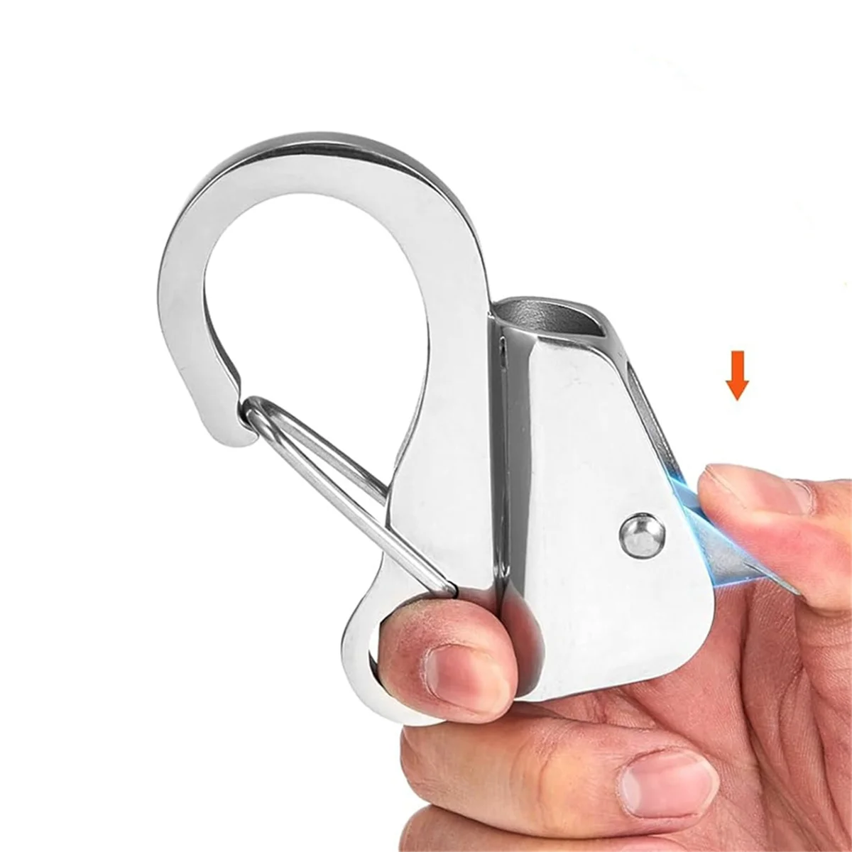 

AA25 Stainless Steel Marine Yacht Boats Bumper Clip Quick Release Spring Adjustable Line Length Sliding Anchor Hooks