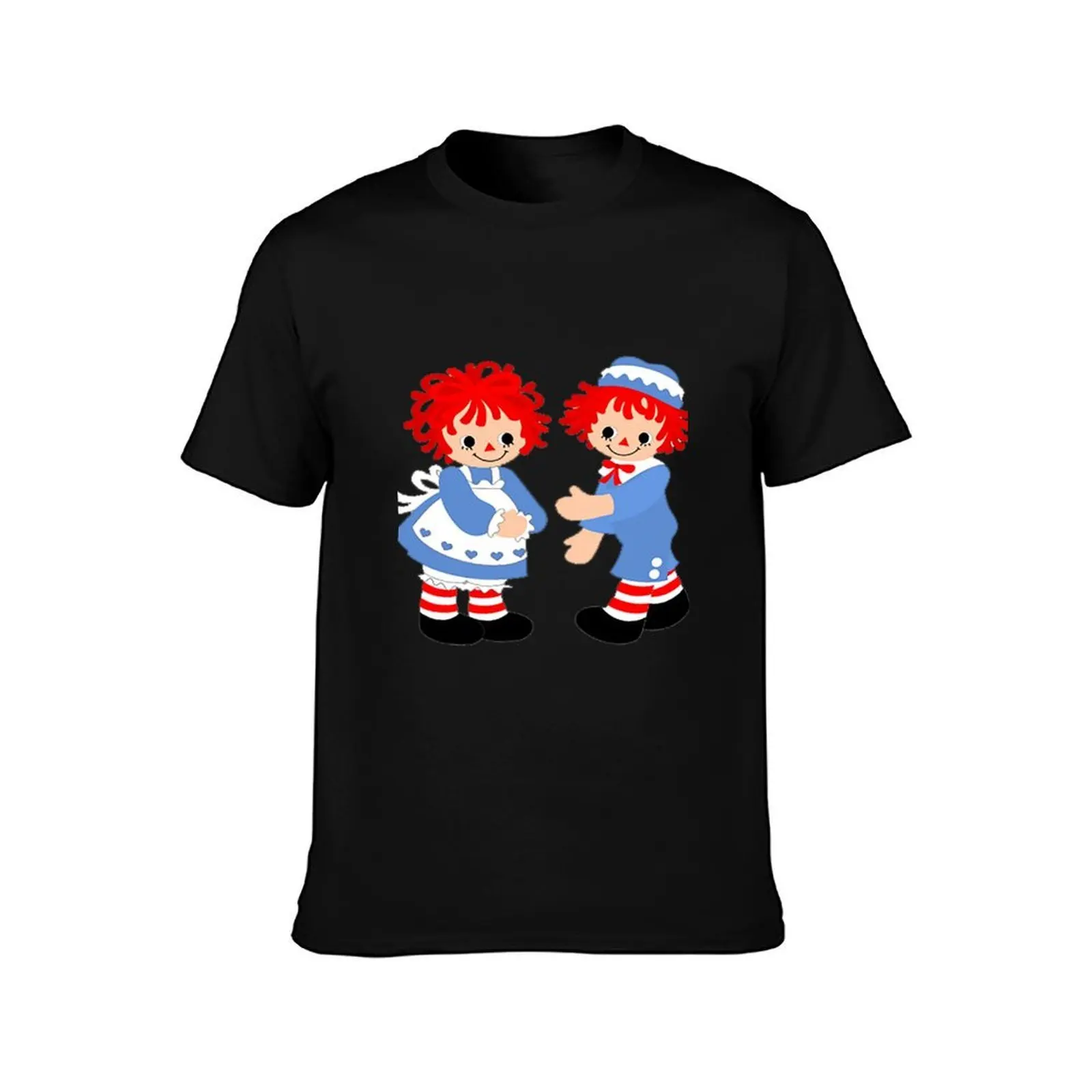 Raggedy Ann And Raggedy Andy T-Shirt, Summer Casual Cotton Tee, Oversized Streetwear Tops, Vintage Graphic Print, 100% Cotton