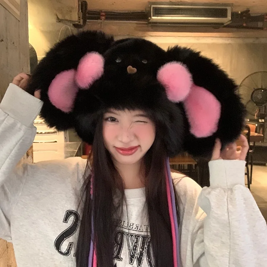 

Large blush earmuffs for women; warm and cute hat with a big head circumference