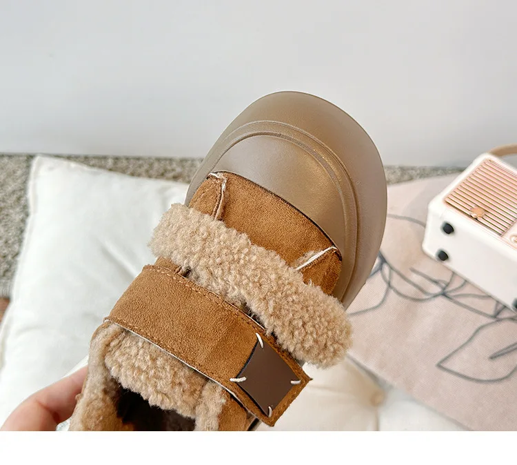 2026 Winter Neue Kinderschuhe Mädchen Koreanischer Stil Lammwolle Mädchen Baumwollschuhe Verdickte Samt-Warme Anti-Kick Fell-Schuhe – Detail 18
