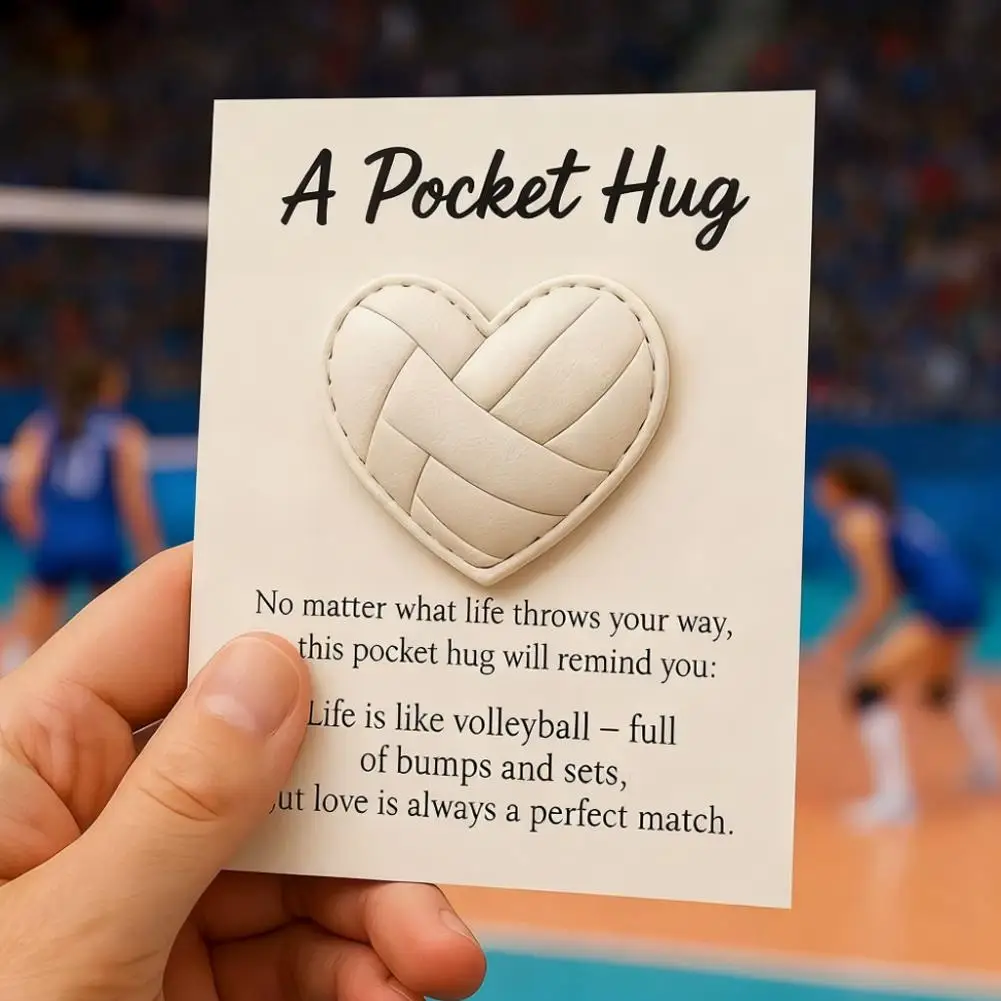 Un pequeño abrazo de bolsillo, tarjeta de poema, abrazo de voleibol de bolsillo, recuerdo motivacional en forma de corazón, tarjetas de estímulo portátiles