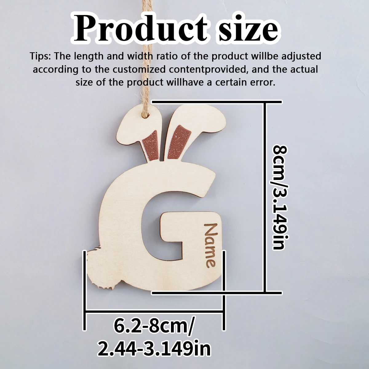 Personalized Easter Letter Bunny Hanging Ornament With Name, Custom A To Z Alphabet Tag For Easter Basket, Customized Pendant view 2