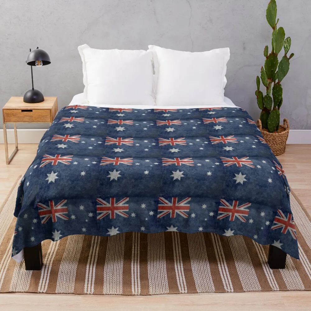 Flag of Australia, grungy retro textured version Throw Blanket Summer Decorative Sofas Blankets