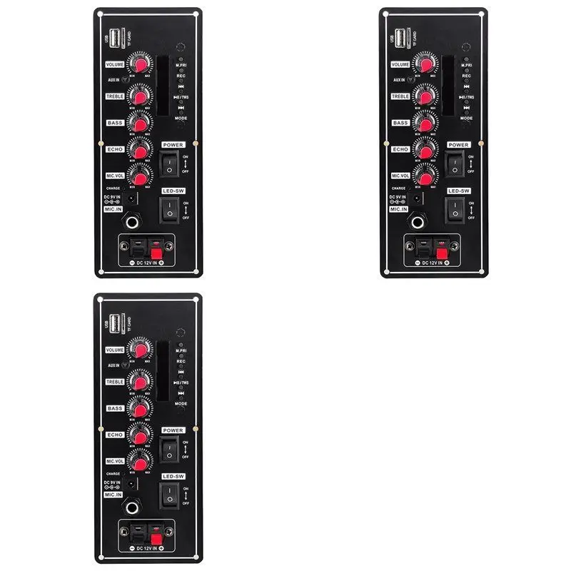 

ABKQ-3X 7.4V Amplifier Board Square Dance 2X10W Speaker Amplifier Support Bluetooth AUX U-Disk 5-8Inch Speaker