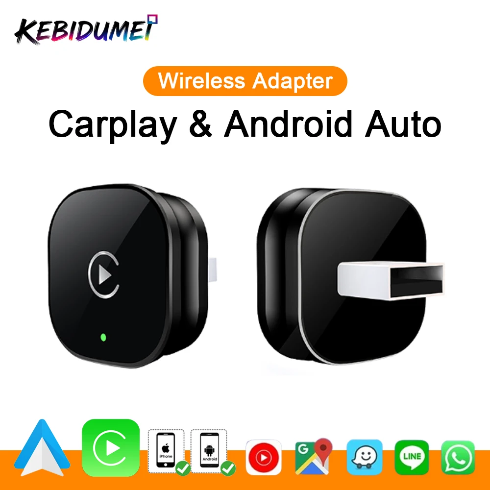

KEBIDUMEI 2in1 Carplay 5GHz WiFi Car AI Box Plug and Play Fast Connect Adapter BT Wired to Wireless Smart Dongle Car Accessories