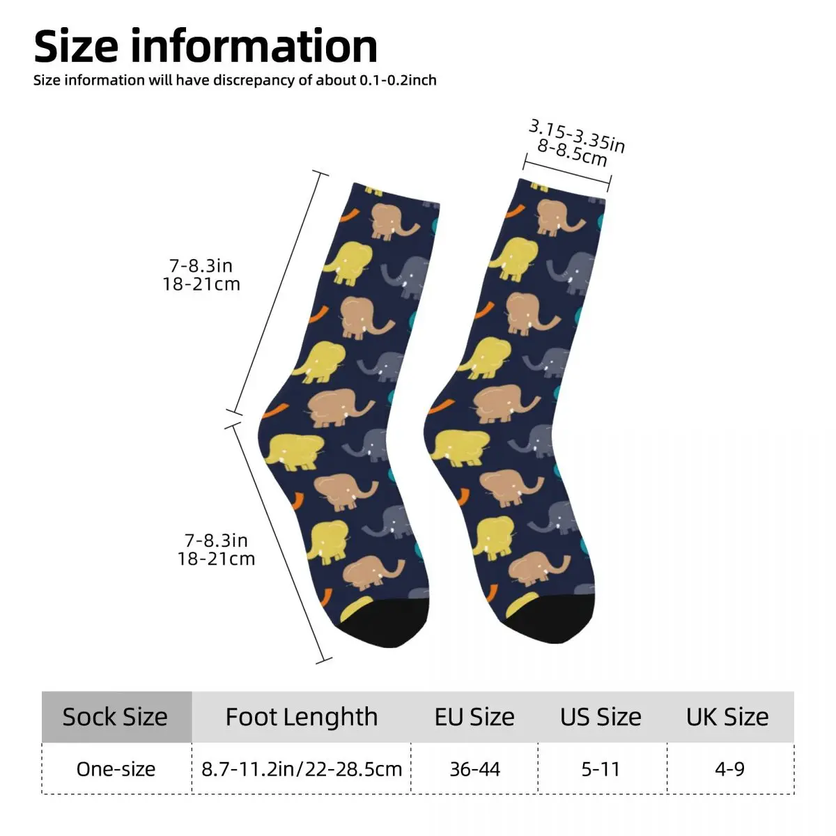 Cartoon Elephant Stockings Female Animal Print Socks Quality Retro Socks Autumn Skateboard Anti-Slip Design Socks Birthday Gift