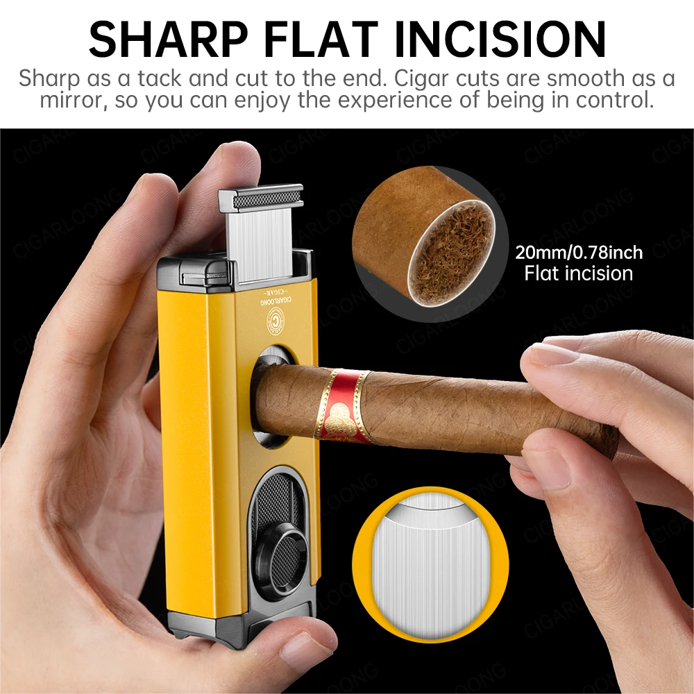 Encendedor de cigarros portátil práctico multifuncional 3 en 1 tres fuegos rectos suave V tijera soporte caja de regalo