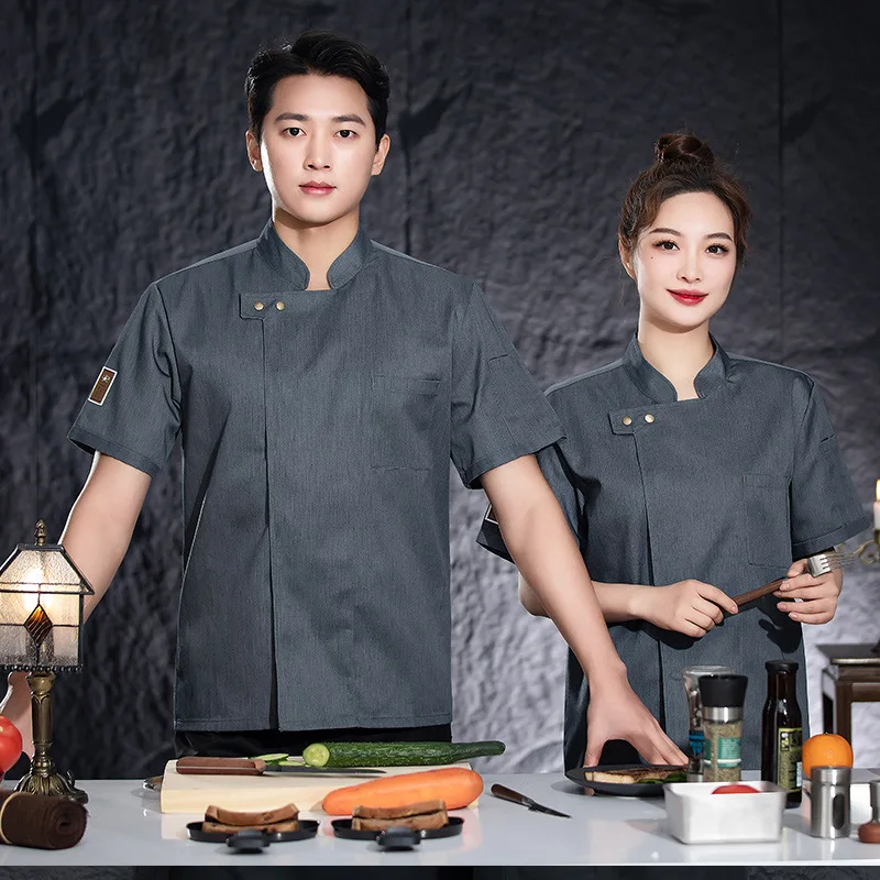 

Hotel Restaurant Kitchen Work Uniform Short Sleeve Chef Jacket Bakery Pastry Chef Summer White Kitchen Coat