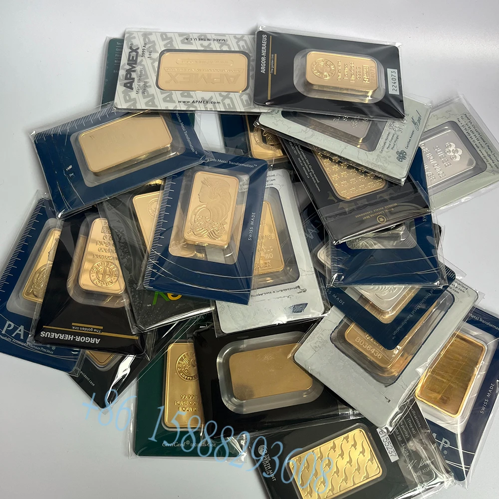 

variety specification gold bar 24k unique number gold plated copper ingot for bank display