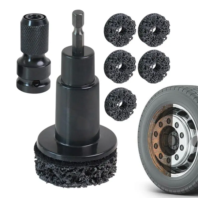Auto Wheel Hub Brush Car Wheel Hub Grinder Rust Grinding Removal Tool Brake Grinding Cleaner Kit Rust Remover Polishing Tool