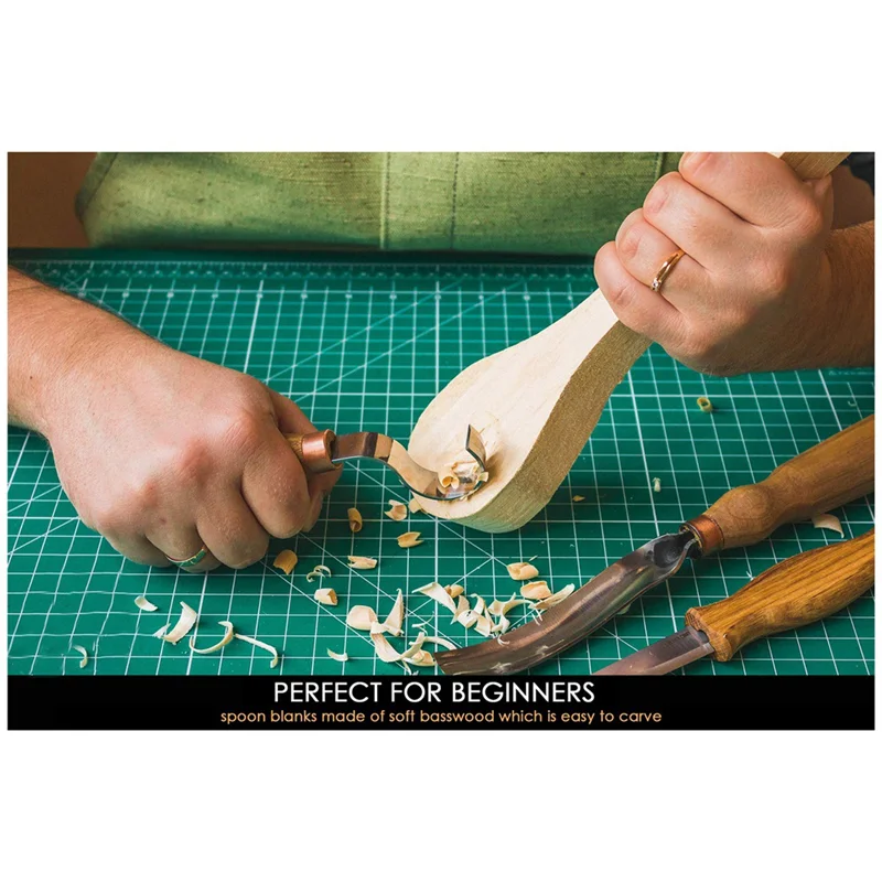 ABWE-2 Pack Wood Carving Spoon Blank Walnut Unfinished Wooden Craft Whittling Kit For Beginner Kids Easy To Use