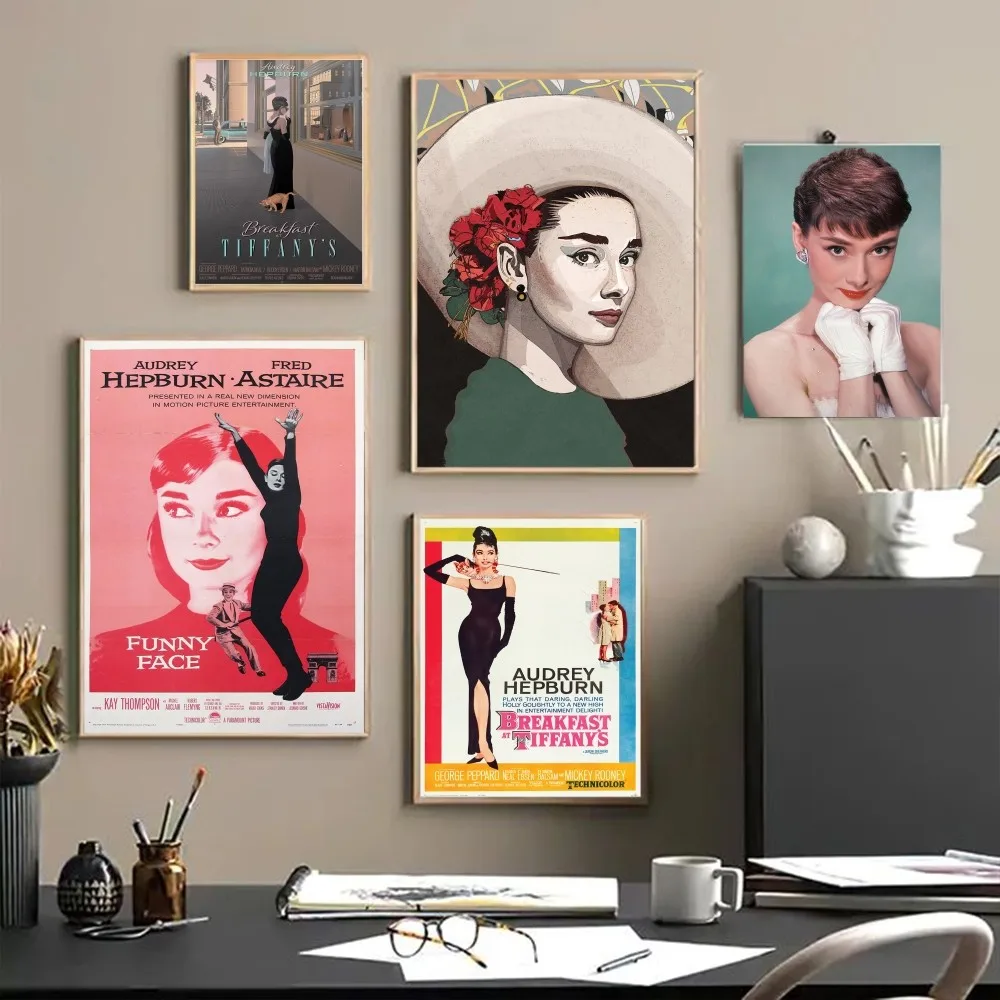 

Audrey Hepburn Classic Vintage Posters Waterproof Paper Sticker Coffee House Bar Home Decor