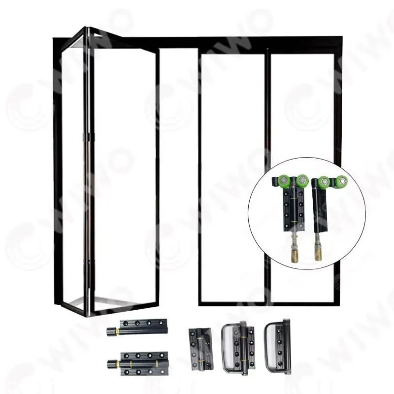 Hinged folding sliding door roller system for sliding folding door systems with aluminum frames