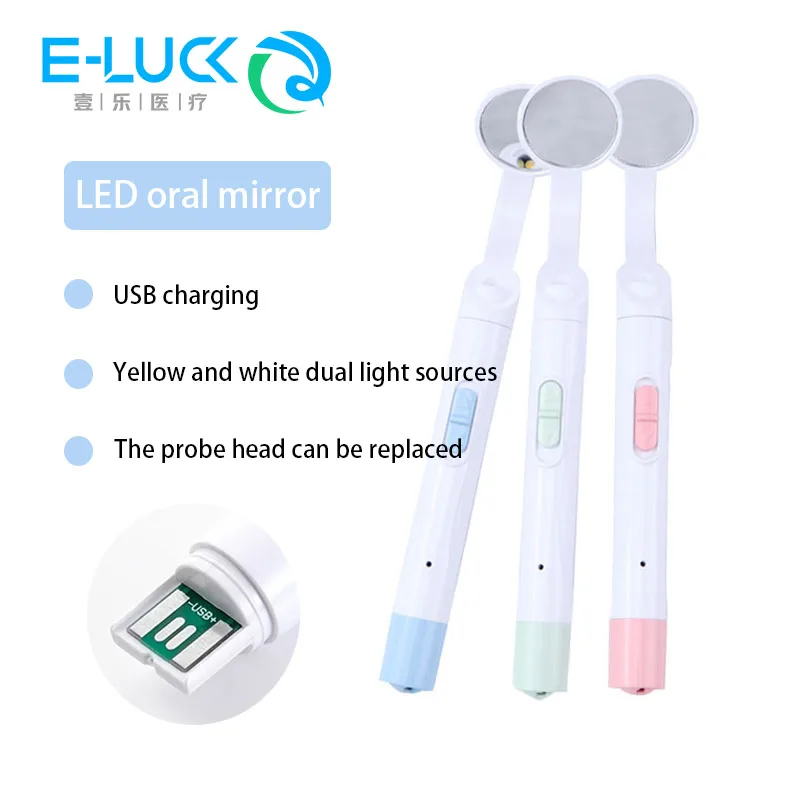 Dental LED Light Mouth Mirror Portable Reusable Dentist Oral Checking Fog Bright Tooth Care Hygiene Clean Instrument