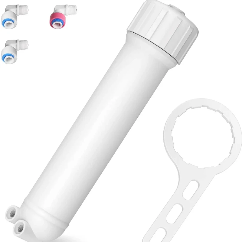 1812/2012 24-150 GPD Reverse Osmosis Membrane Filter Housing Replacement with Elbow Fittings, Housing Wrench, Check Valve