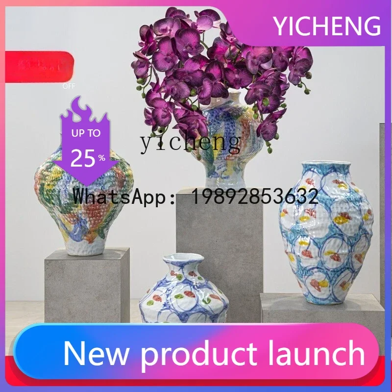 X2high-end ceramic vase series high-end medieval living room green plant hydroponic decoration surprise quiet wind home ornament