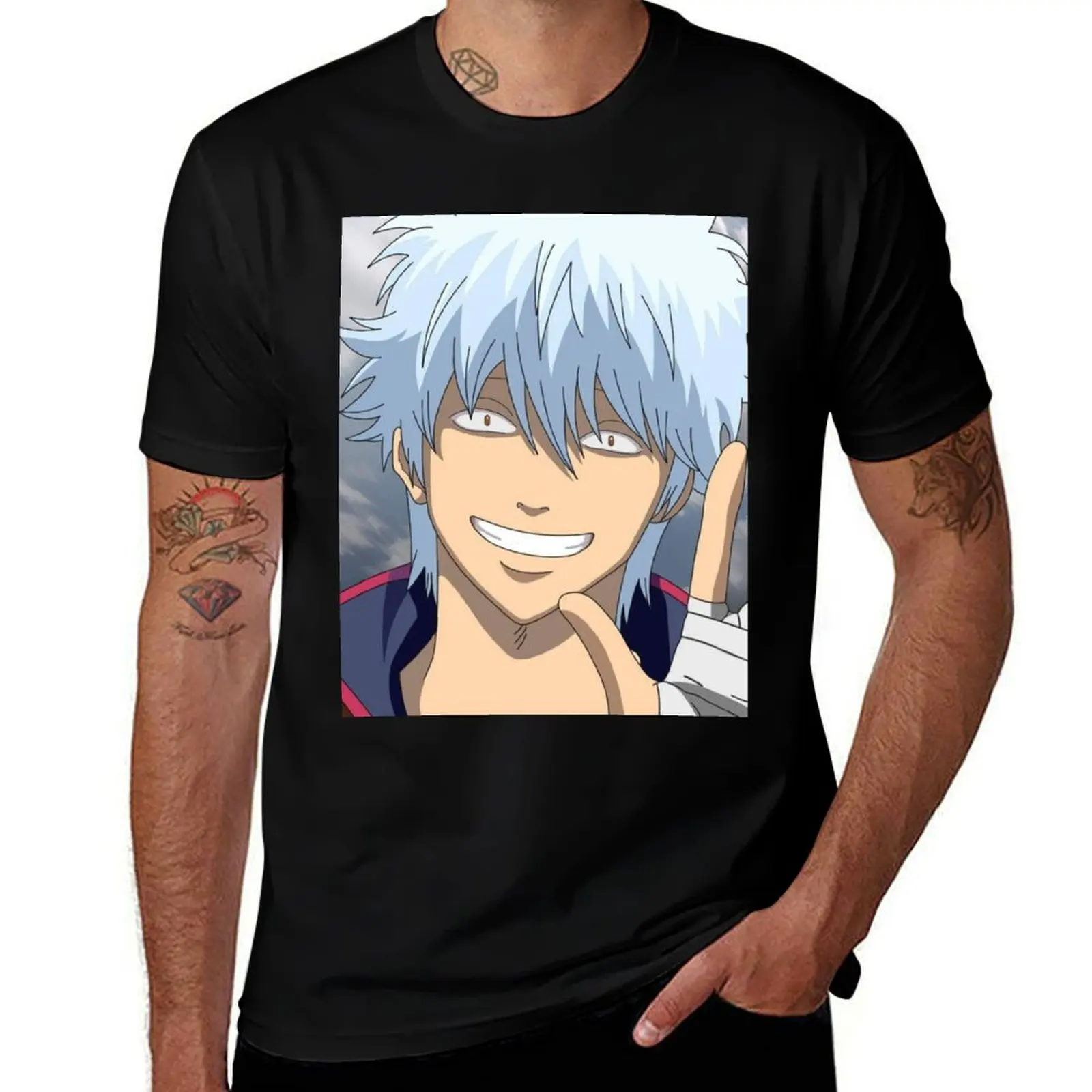 gintoki 3 T-Shirt Basic Solid Color Short Sleeve Cotton Top T-Shirt