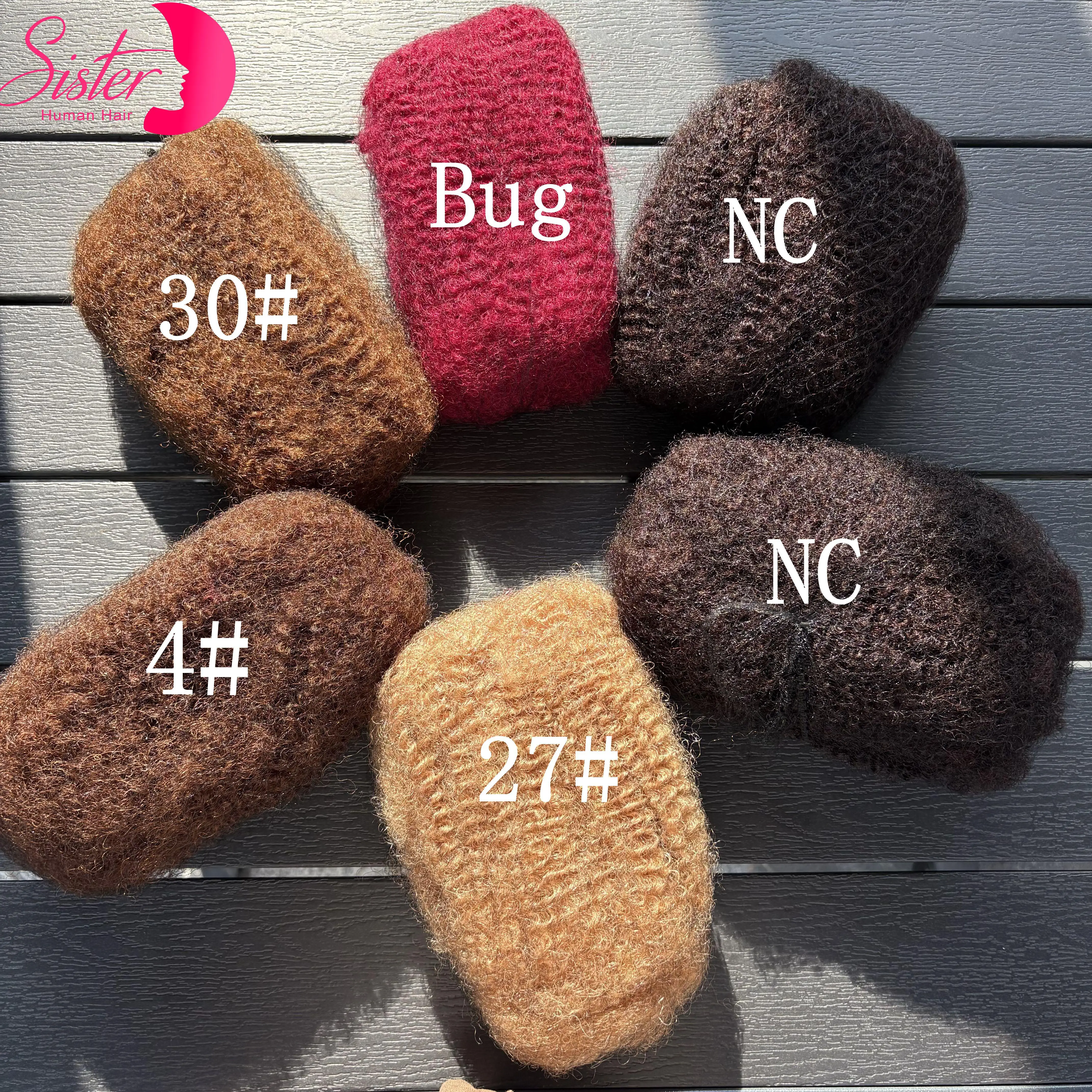 10-18In Colored 4C Afro Kinky Bulk Human Hair Extensions No Weft 50g/Pack Brazilian Remy Bulk for Locs Micro Twist Braiding Hair