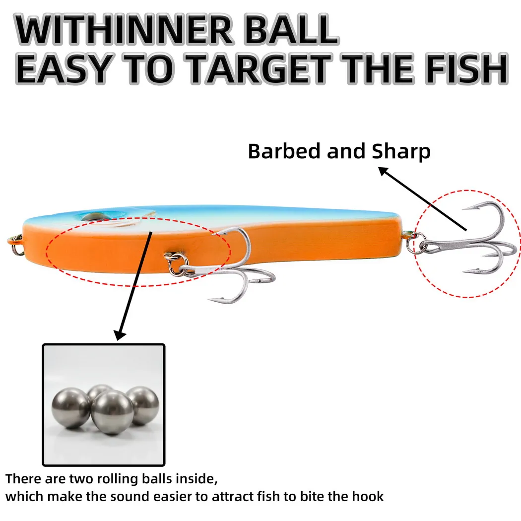 1pc Jerkbait Angeln Lockt 145mm 53g Vib Köder Große Langsam Sinkende Jerkbaits Angelgerät Für Meer Bass hecht – Detail 7