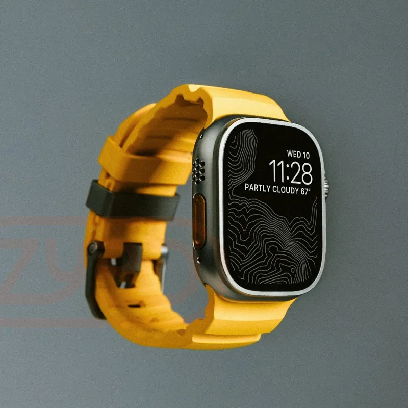 Спортивный ремешок для Apple Watch Ultra 2 10 9 8 7 6 SE 5 4 Мягкий силиконовый титановый ремешок для браслета iWatch 42 мм 44 мм 45 мм 46 мм 49 мм