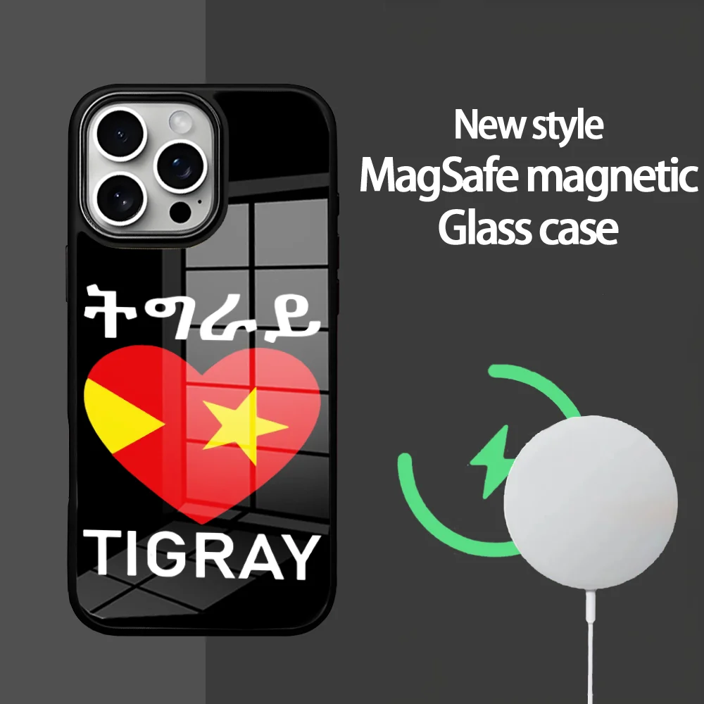 

Tigray Flag Phone Case For IPhone 16 15 14 13 12 11 Pro Max Plus Mini Magsafe Mirror Wireless Magnetic Cover