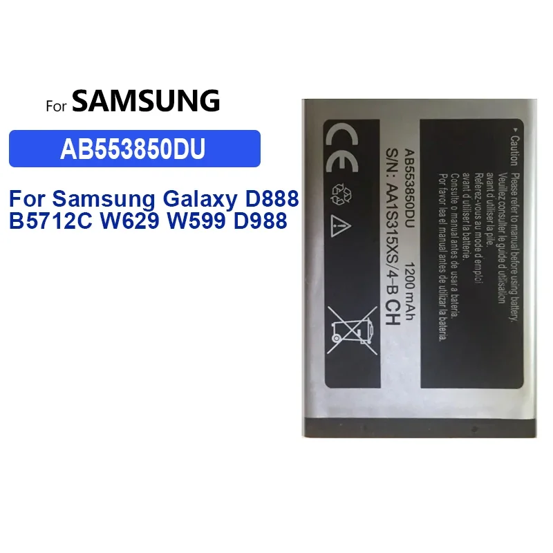 1200 мАч сменный аккумулятор AB553850DU для Samsung Galaxy D888 B5712C W629 W599 D988 B5702C B5712C