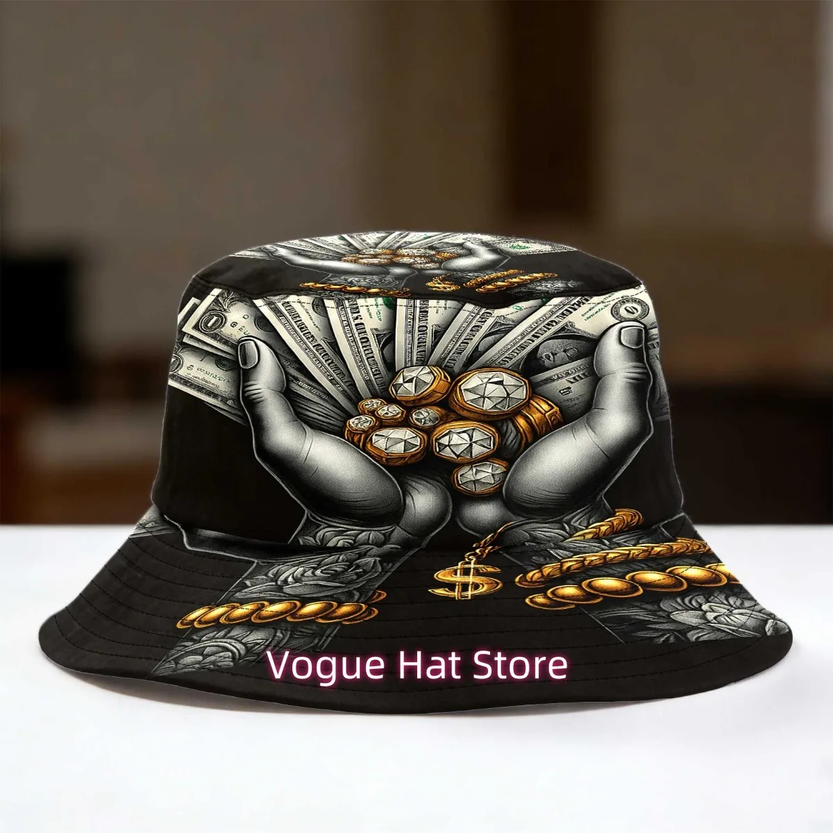 1pc Money Dollar Hand Tattoo & Hip Hop Style Fisherman Hat Sporty Cap Simple Perfect for Daily Wear Fitted Closure Perfect for A