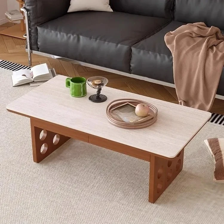 

Гостиная в стиле ретро, журнальный столик из цельного дерева, комбинация ТВ-шкафа, скандинавский прямоугольник для хранения ящиков