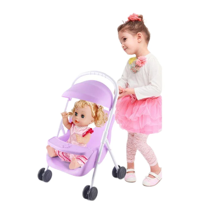 かわいいミニベビーカーベビーウォーカーカート子供のおもちゃミニチュアドールハウス家具高速配送ベビーカー 12 インチリボーン人形