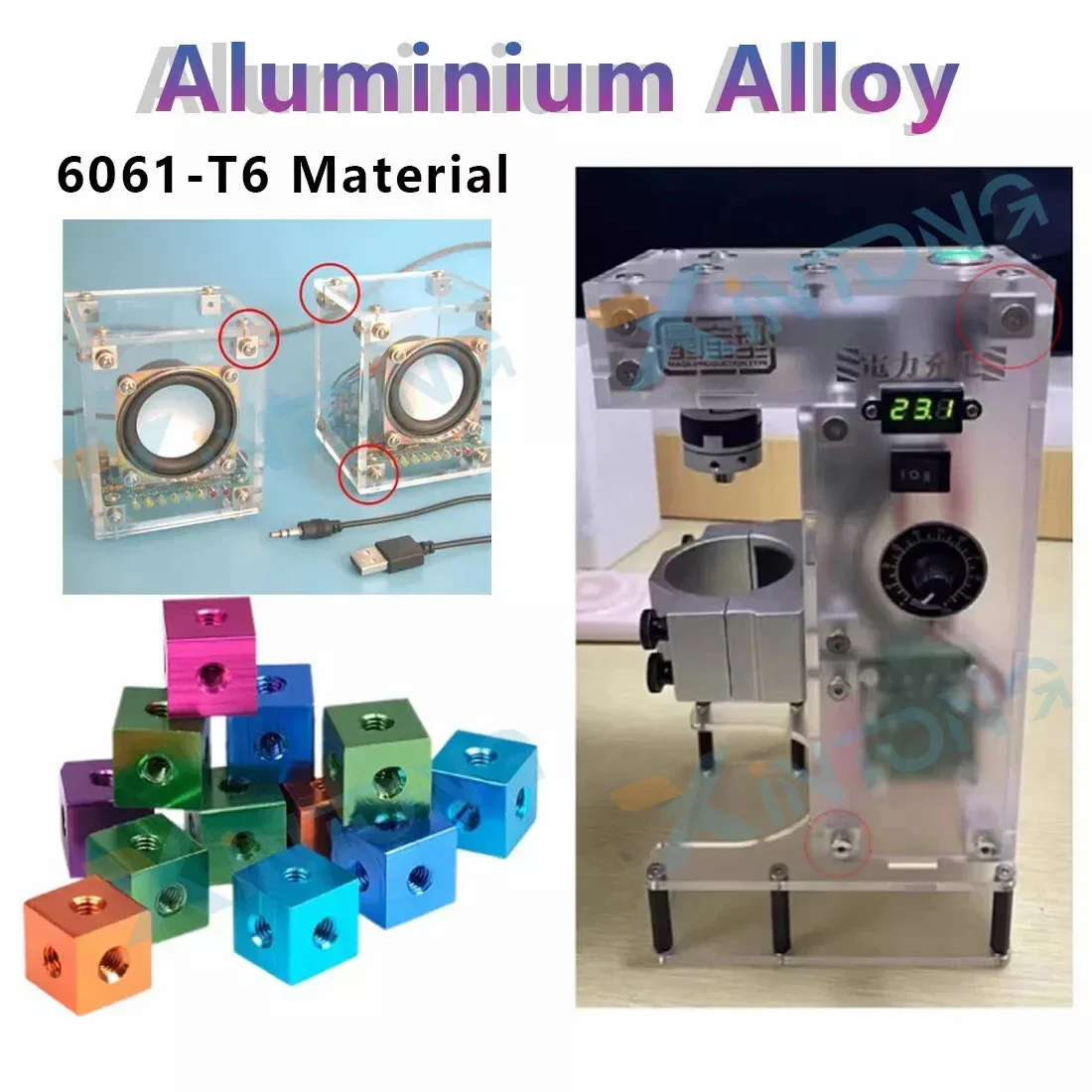 Picture 6: 5Pcs Aluminium Alloy Anodized M3 M4 M5 M6 M8 M10 Cube Connector Fixing Bracket Square Spacer Standoff Tee 6 Way
