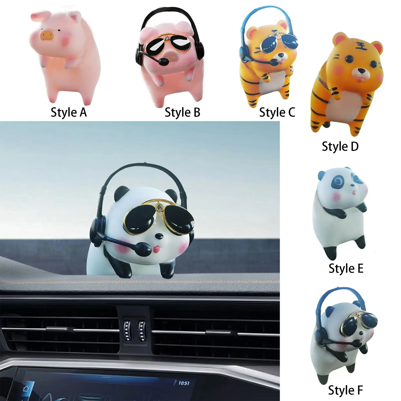 Office Home Desktop Figure Toy Car Figurines Flocking Cute Animal Dashboard Decoration for Bedroom Patios Accessories