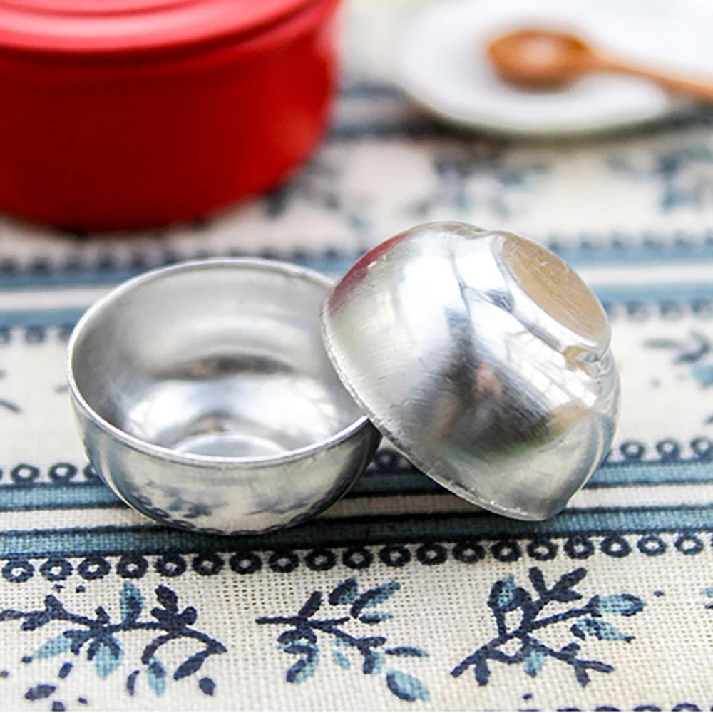 2Pcs 1/12 Dollhouse Miniature Accessories Mini Metal Bowl Simulation Tableware Model Toys for Doll House Decoration