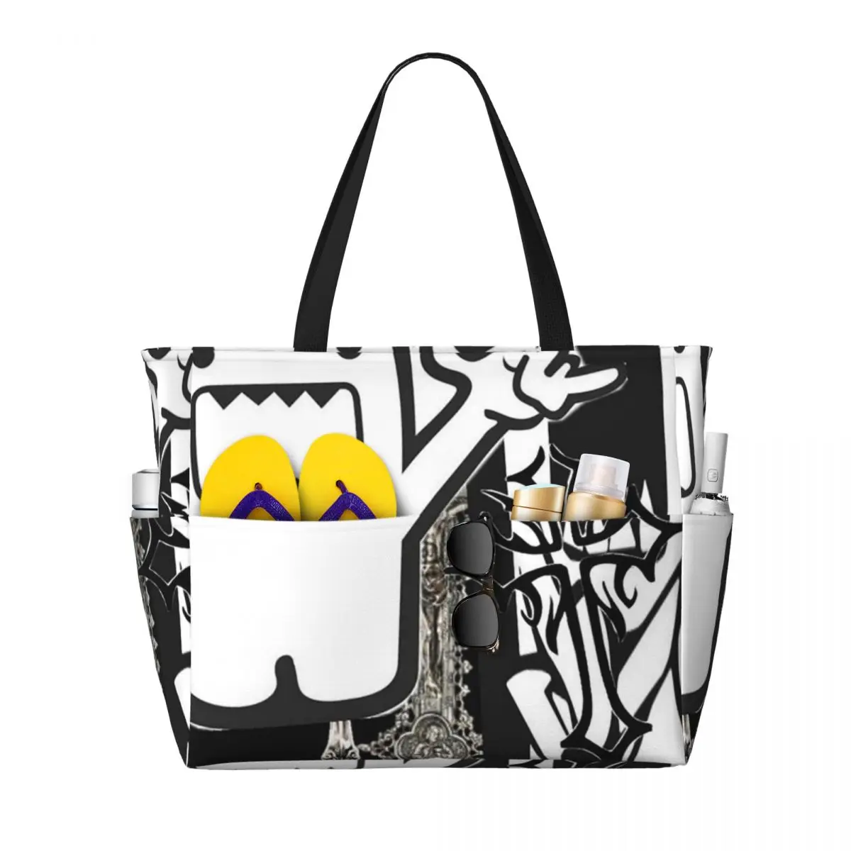 Domo Kun Doll Face Graphic Beach Tote Bag Sport Gym Yoga Duffle Large Tote Bag Women Travel Bag Fitness bag