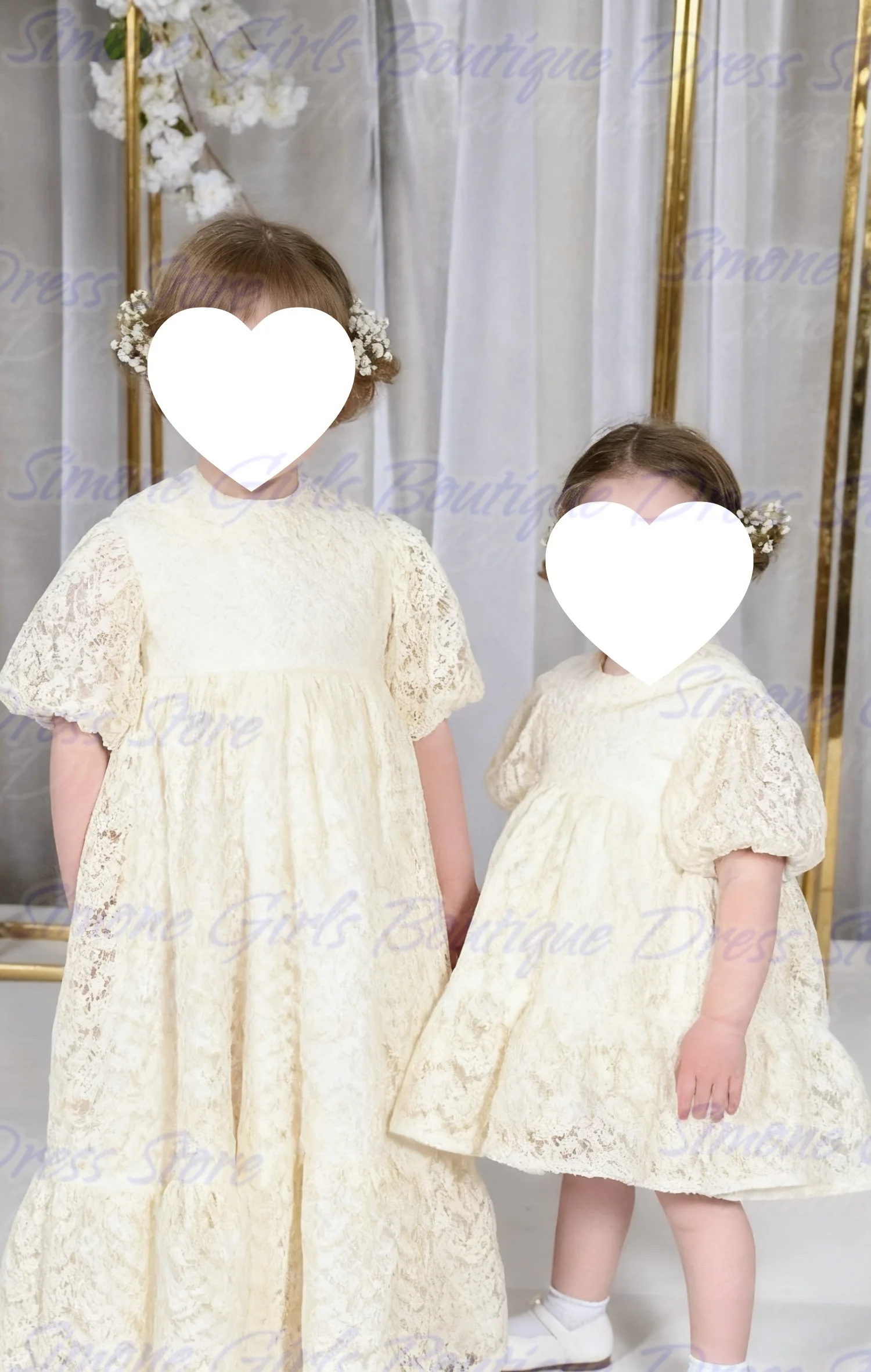 Gaun Renda Susu Anggun yang Imut Gaun Gadis Bunga Putih Gading untuk Pertunjukan Tari Perayaan Liburan Pesta Ulang Tahun Pernikahan