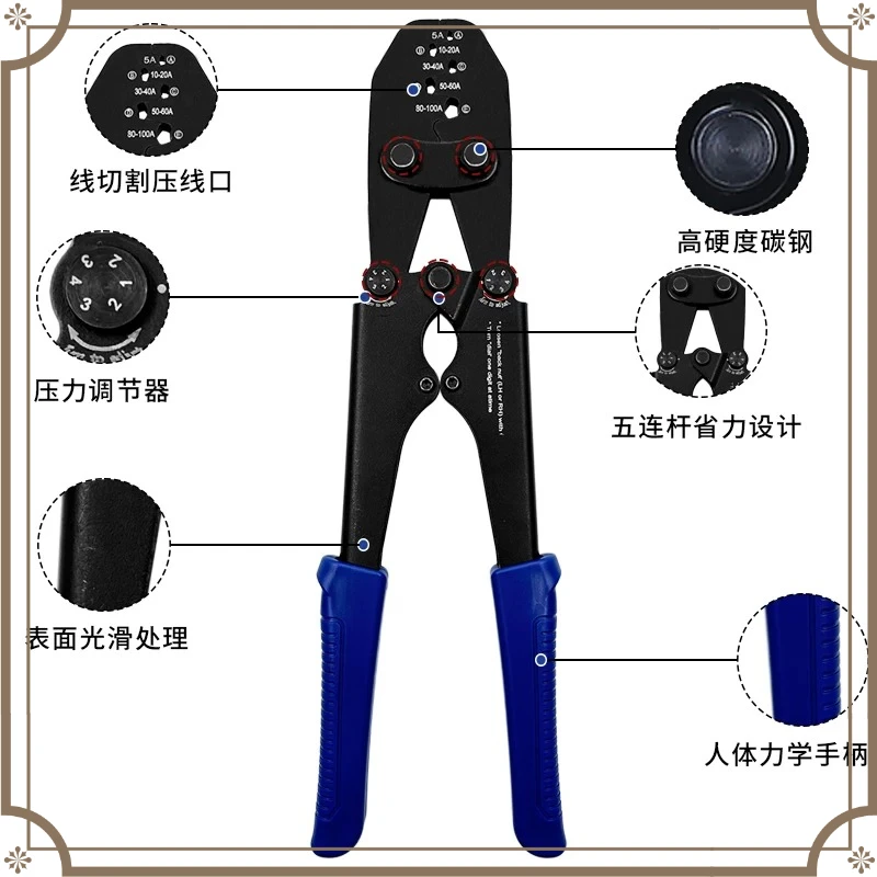 OT Open Lug Crimping Plier, U-Type Copper Terminal Wire Lug Manual Crimp Tool for Electrician