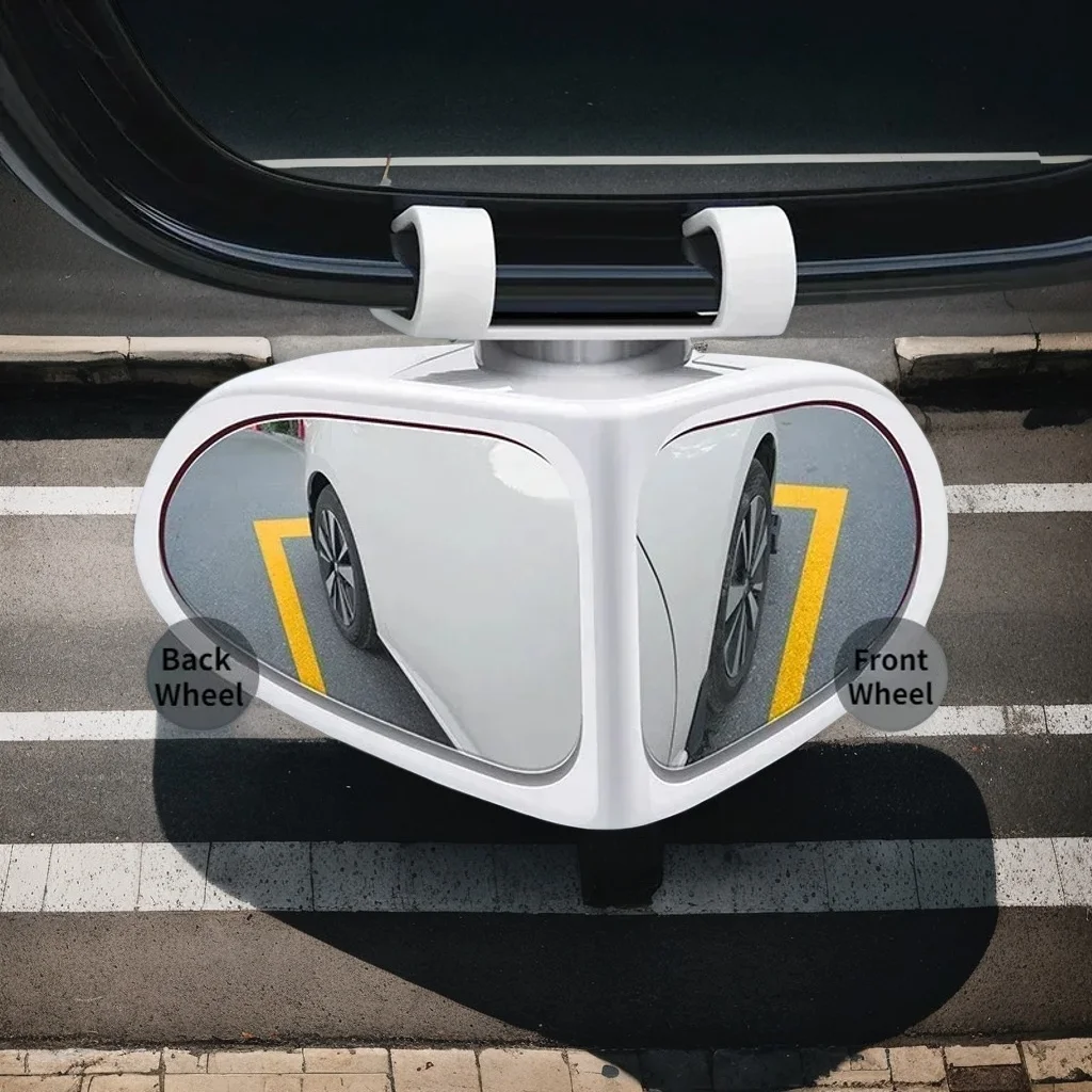 

1 Pair Car Blind Spot Mirrors - Front Wheel Auxiliary Rearview Double-Sided Wide Angle 360° Adjustable for Vehicles