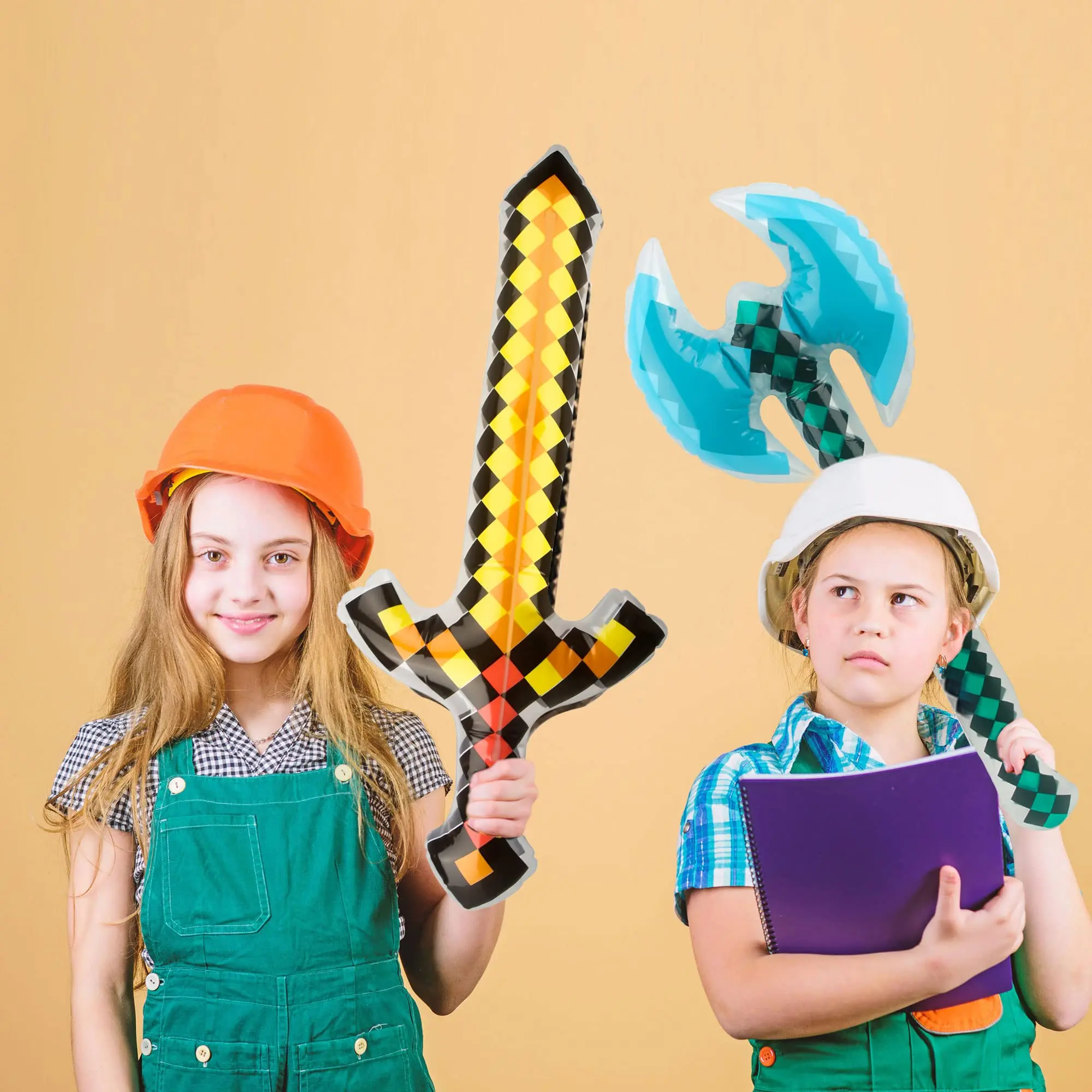 10 قطع نفخ الفأس بكسل الحرفية السيوف نفخ السيف للبنين بنات هالوين كرنفال لوازم الحفلات