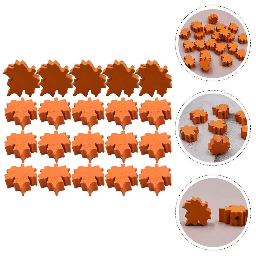 

30Pcs Maple Leaf Shaped Wood Beads Polished Surface DIY Hanging Pendant Making Craft Jewelry Decoration Fall Wood Beads