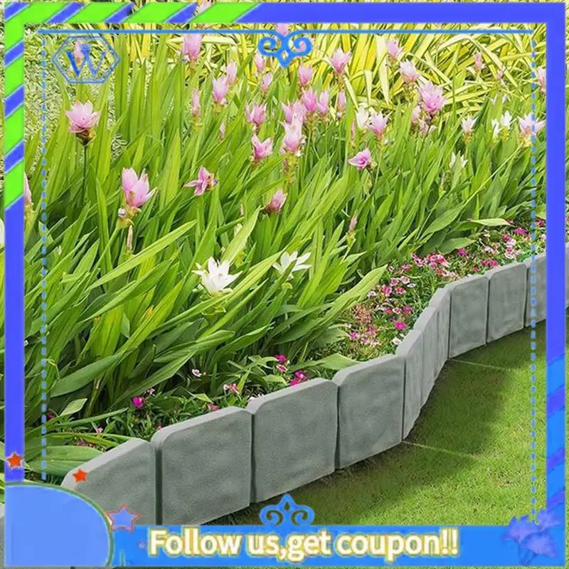 

Easy To Use 20Piece Garden Landscape Edging Borders No Dig Grey Plastic For Landscaping,Plastic Fencing Lawn Border